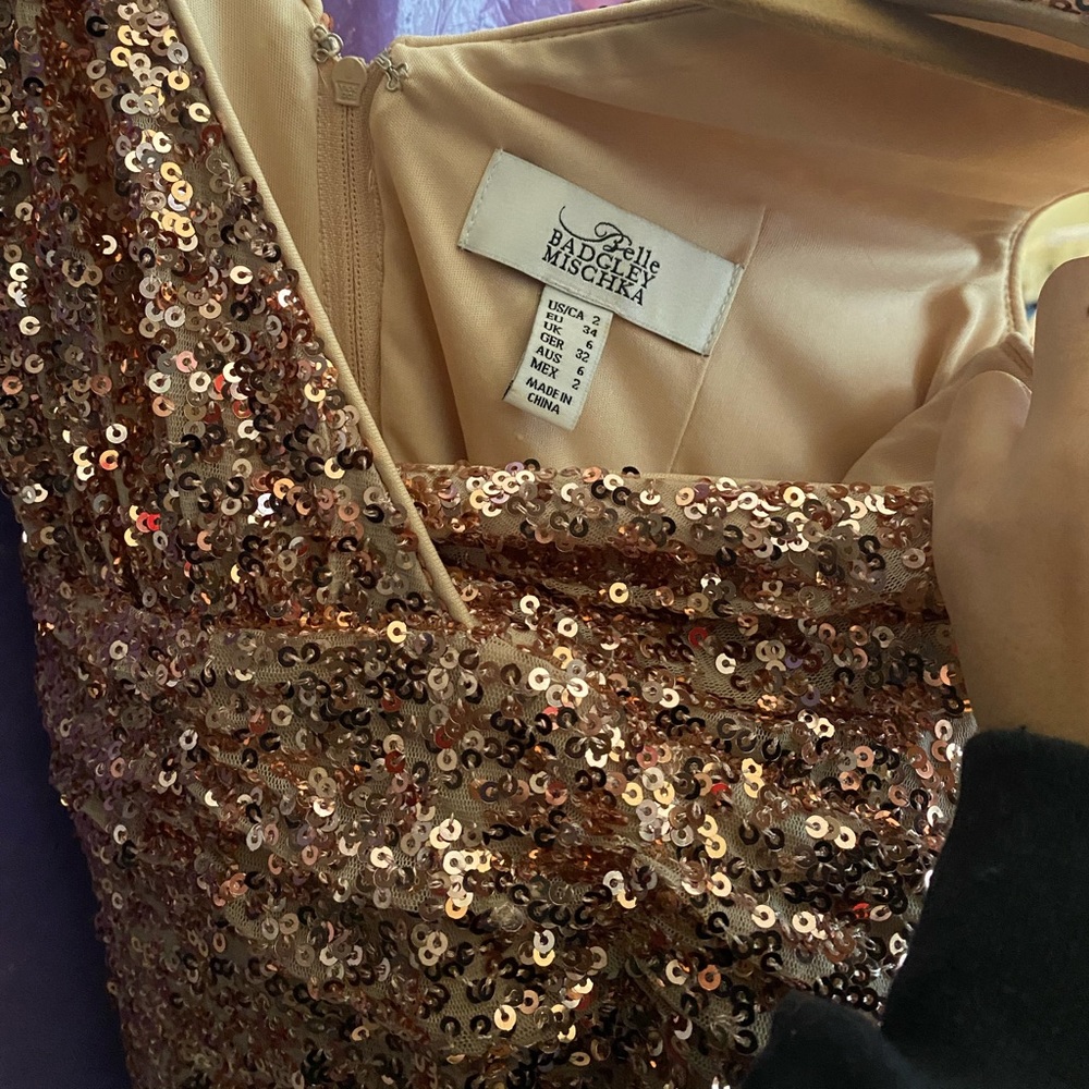 Badgley Mischka Dress Rose Gold Sequin Dress Gem